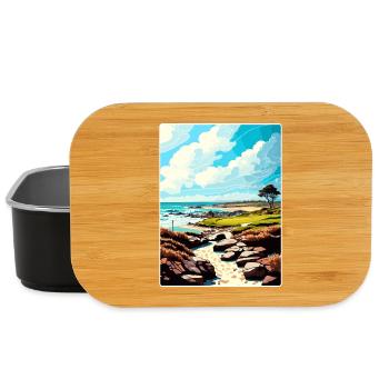 The Link At Spanish Bay Golf Travel Poster Card - Lunch Box - black - Front