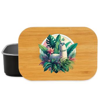 Llama Jungle Plants Palm Trees Gift - Lunch Box - black - Front
