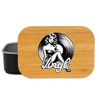 Disque vinyle musique femme cadeau - Boîte à goûter - noir - Devant