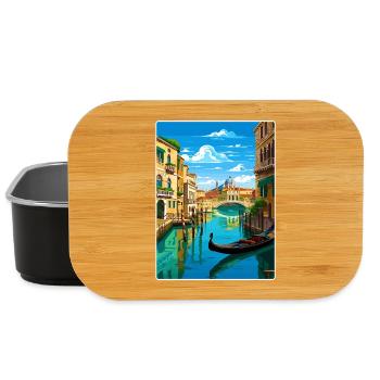 Venice Italy St Marks Square Travel Poster Card - Lunch Box - black - Front