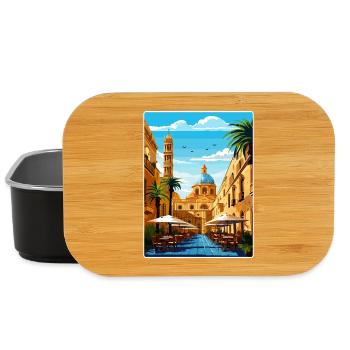 Palermo Sicily Town Italy Travel Poster Souvenir - Lunch Box - black - Front