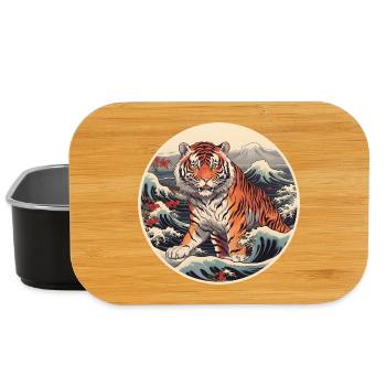 Tiger wave Ukiyo-e Hokusai - Lunch Box - black - Front