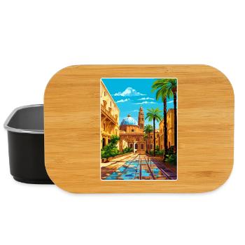 Palermo Sicily Town Italy Travel Poster Souvenir - Lunch Box - black - Front