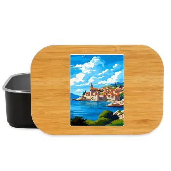 Dubrovnik Croatie Affiche de voyage Peinture Souvenir WPA - Boîte à goûter - noir - Devant
