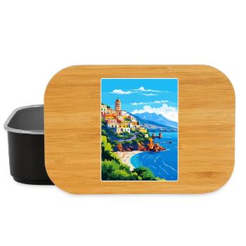 Amalfi Italy Travel Poster Souvenir Postcard Paint - Lunch Box - black - Front