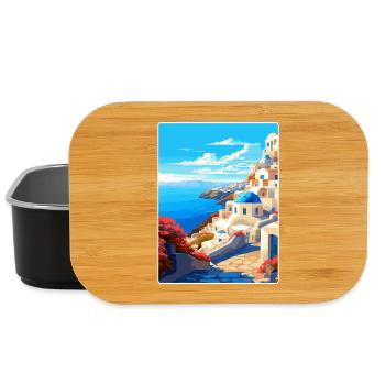 Santorin Grèce Grec Voyage Poster Souvenir WPA - Boîte à goûter - noir - Devant