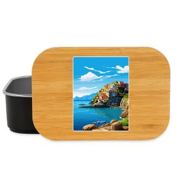 Cinque Terre Italy Patmos Travel Poster Souvenir - Lunch Box - black - Front