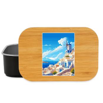 Santorin Grèce Grec Voyage Poster Souvenir WPA - Boîte à goûter - noir - Devant