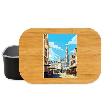 Brussels Belgium Travel Poster Souvenir Paint WPA - Lunch Box - black - Front