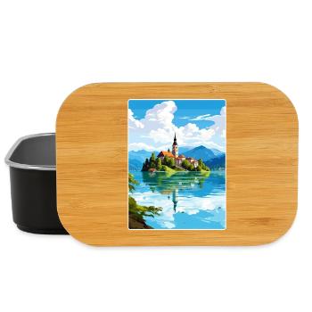 Lac de Bled Slovénie Affiche de voyage Peinture Souvenir WP - Boîte à goûter - noir - Devant