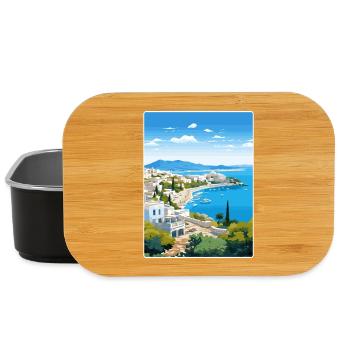 Bodrum Turkey Travel Poster Souvenir Painting WPA - Lunch Box - black - Front