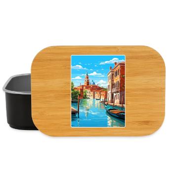 Venice Italy St Marks Square Travel Poster Card - Lunch Box - black - Front