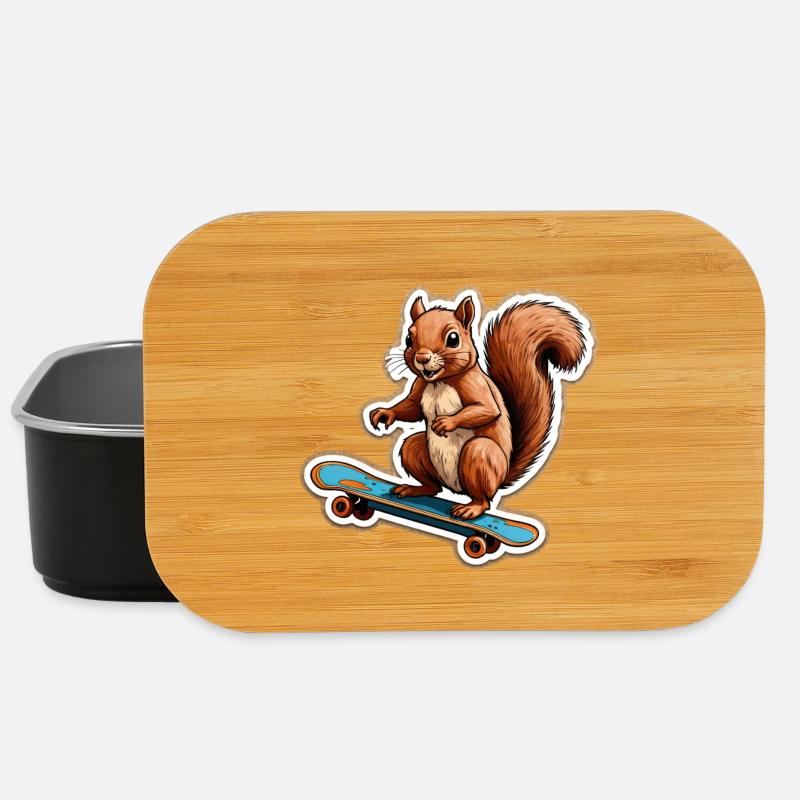 Eichhörnchen auf Skateboard - Lunch Box - Schwarz