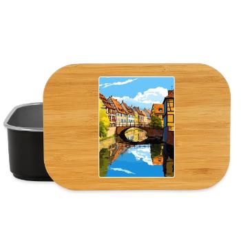 Colmar Frankreich Reise Poster Souvenir Malerei WPA - Lunch Box - Schwarz - Vorne