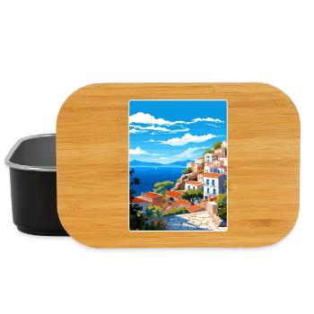 Hydra Greece Travel Poster Souvenir Postcard Paint - Lunch Box - black - Front