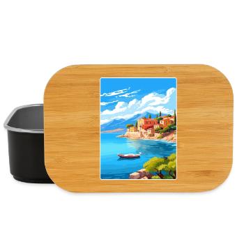 Corfou Grèce Affiche de voyage Souvenir Carte Postale Peinture - Boîte à goûter - noir - Devant
