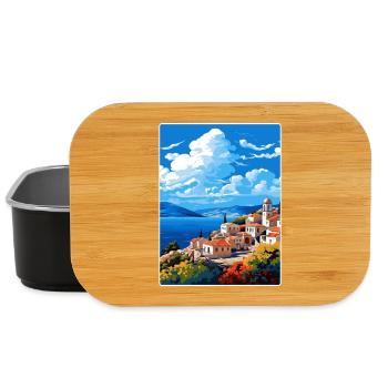 Hydra Greece Travel Poster Souvenir Postcard Paint - Lunch Box - black - Front