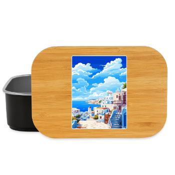 Mykonos Grèce Affiche de voyage Peinture Souvenir WPA - Boîte à goûter - noir - Devant
