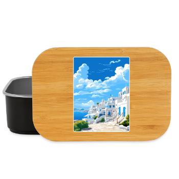 Mykonos Grèce Affiche de voyage Peinture Souvenir WPA - Boîte à goûter - noir - Devant
