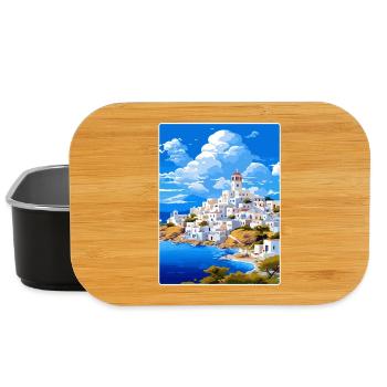 Patmos Grèce Grec Vintage Voyage Poster Souvenir - Boîte à goûter - noir - Devant