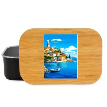 Paxos Grèce Affiche de voyage Souvenir Carte Postale Peinture - Boîte à goûter - noir - Devant