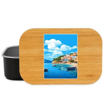 Parga Grèce Affiche de voyage Souvenir Carte Postale Peinture - Boîte à goûter - noir - Devant