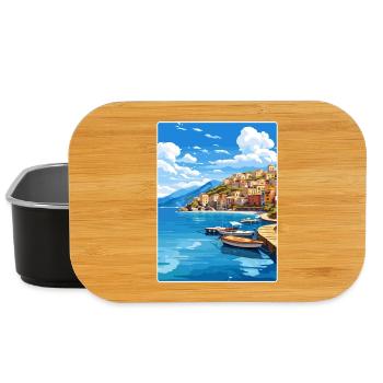 Parga Grèce Affiche de voyage Souvenir Carte Postale Peinture - Boîte à goûter - noir - Devant