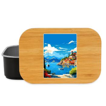 Parga Grèce Affiche de voyage Souvenir Carte Postale Peinture - Boîte à goûter - noir - Devant