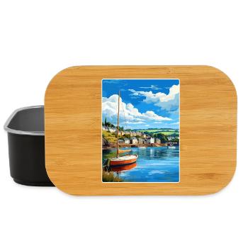 Fowey River Angleterre Affiche de voyage vintage souvenir - Boîte à goûter - noir - Devant