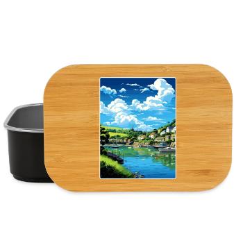 Fowey River Angleterre Affiche de voyage vintage souvenir - Boîte à goûter - noir - Devant