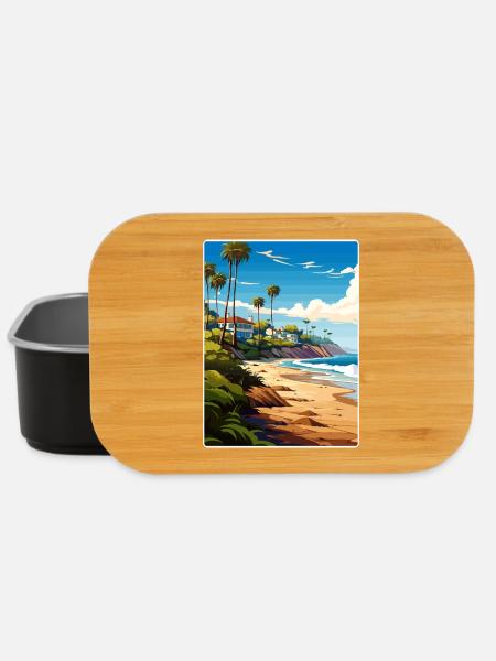 Malibu Kalifornien Reise Poster Souvenir Farbe WPA - Lunch Box - Schwarz