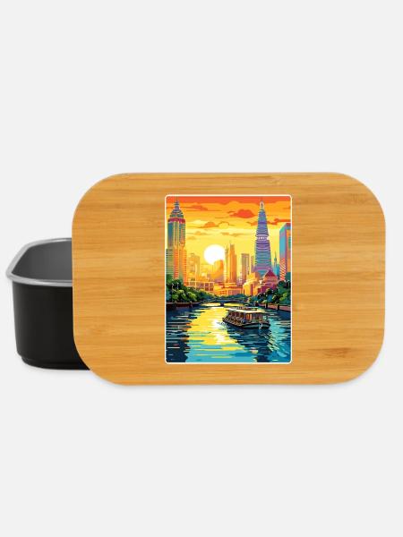 Bangkok Thailand Thai Reise Poster Souvenir WPA - Lunch Box - Schwarz
