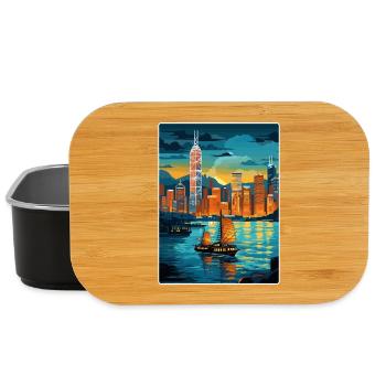 Hong Kong Chine Voyage Affiche Souvenir Peinture WPA - Boîte à goûter - noir - Devant