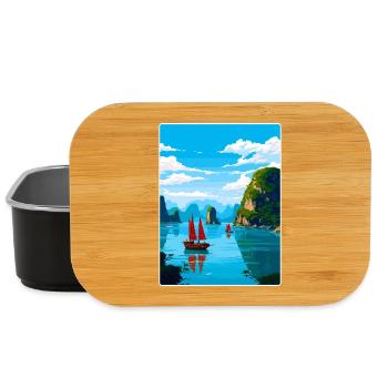 Ha Long Bay Vietnam islands Travel Poster Souvenir - Lunch Box - black - Front
