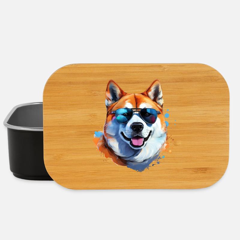 Akita Inu mit Sonnenbrille - Lunch Box - Schwarz