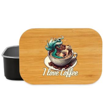 Ich liebe Kaffee Tasse Meerjungfrau Nixe Geschenk - Lunch Box - Schwarz - Vorne