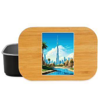 Dubai Skyline Illustration - Lunch Box - black - Front