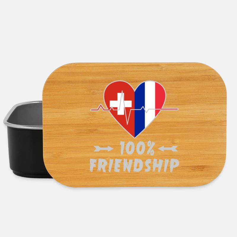 Schweiz und Frankreich 100% Freundschaft - Lunch Box - Schwarz