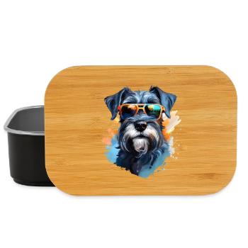 Schnauzer with sunglasses - Lunch Box - black - Front