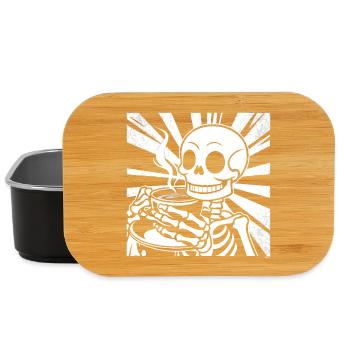 Skelett beim Kaffee trinken - Lunch Box - Schwarz - Vorne