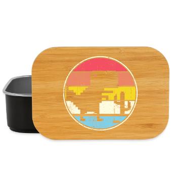 Cercle de coucher de soleil pixel avec silhouette - Boîte à goûter - noir - Devant