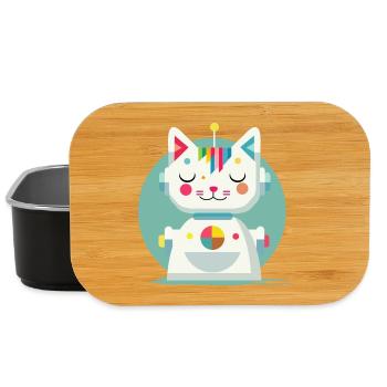 Chat robot géométrique - Illustration créative - Boîte à goûter - noir - Devant