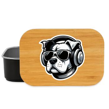 Hund Bulldogge Kopfhörer Brille - Lunch Box - Schwarz - Vorne