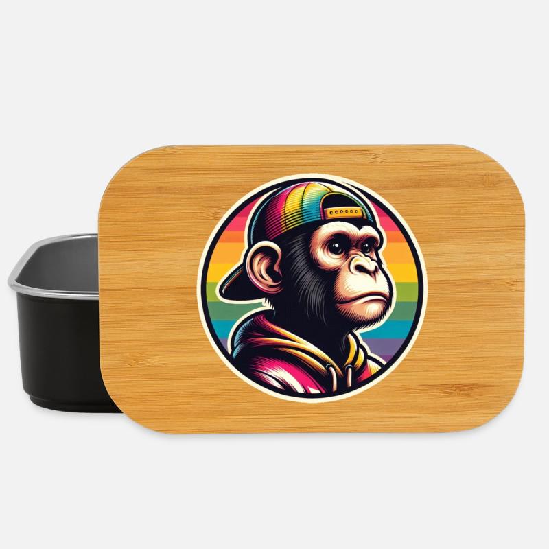 Affe Hoodie Cap Regenbogen - Lunch Box - Schwarz