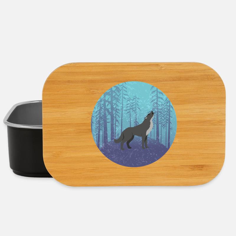Wolf in the Moon Forest - Lunch Box - black