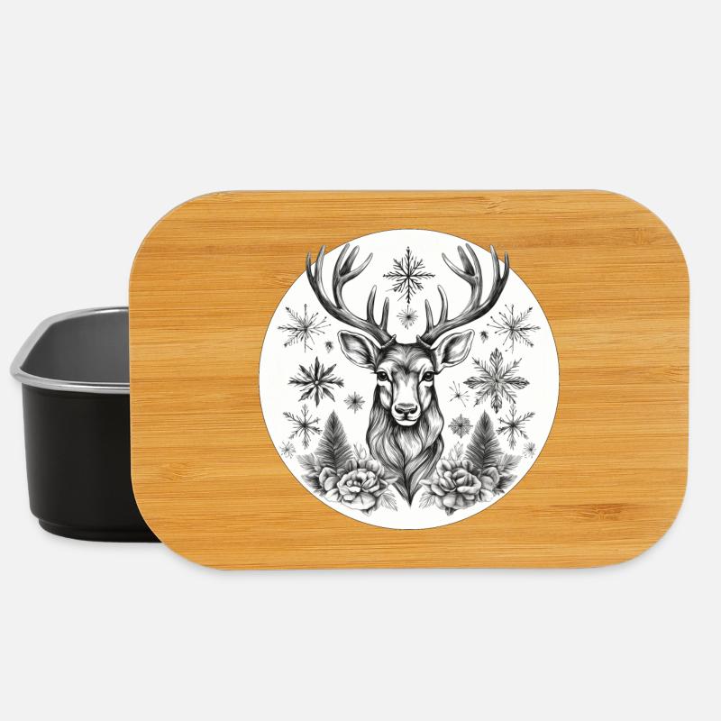 Hirsch Weihnachten b&w - Lunch Box - Schwarz