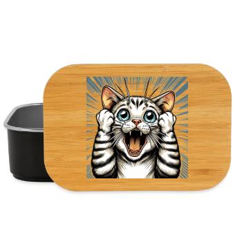 Chat choqué chat chat cadeau - Boîte à goûter - noir - Devant