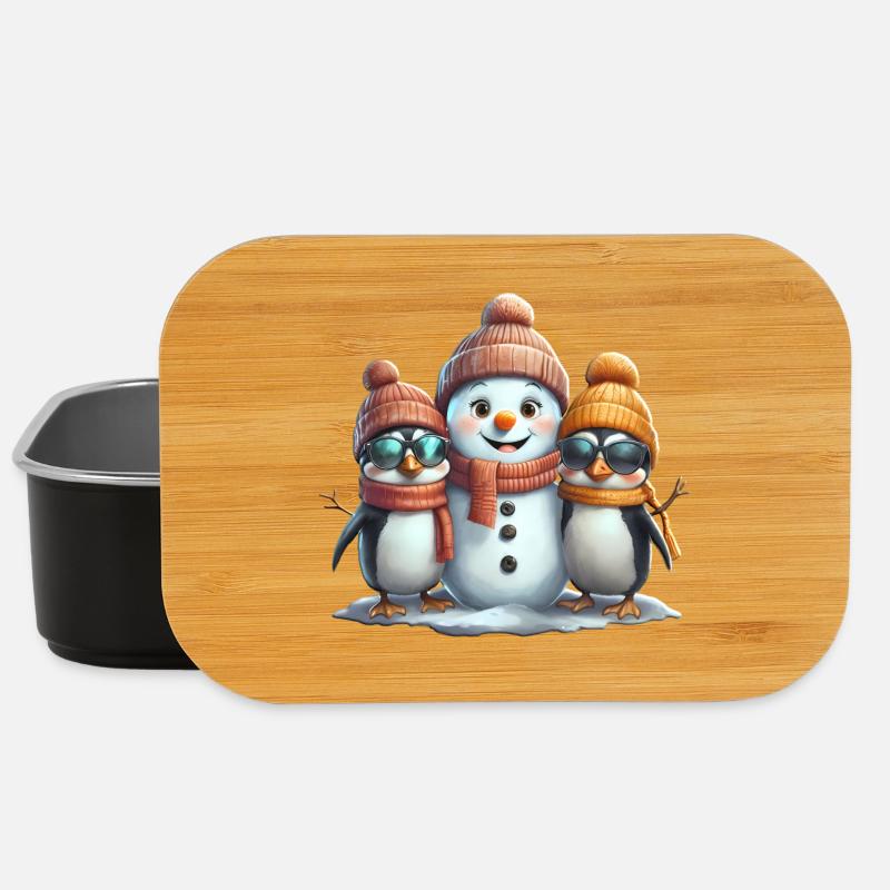 Winter Friends: Penguins & Snowman - Lunch Box - black