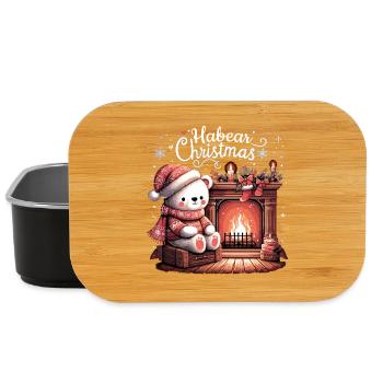Polar Bear Christmas Fireplace Gift - Lunch Box - black - Front