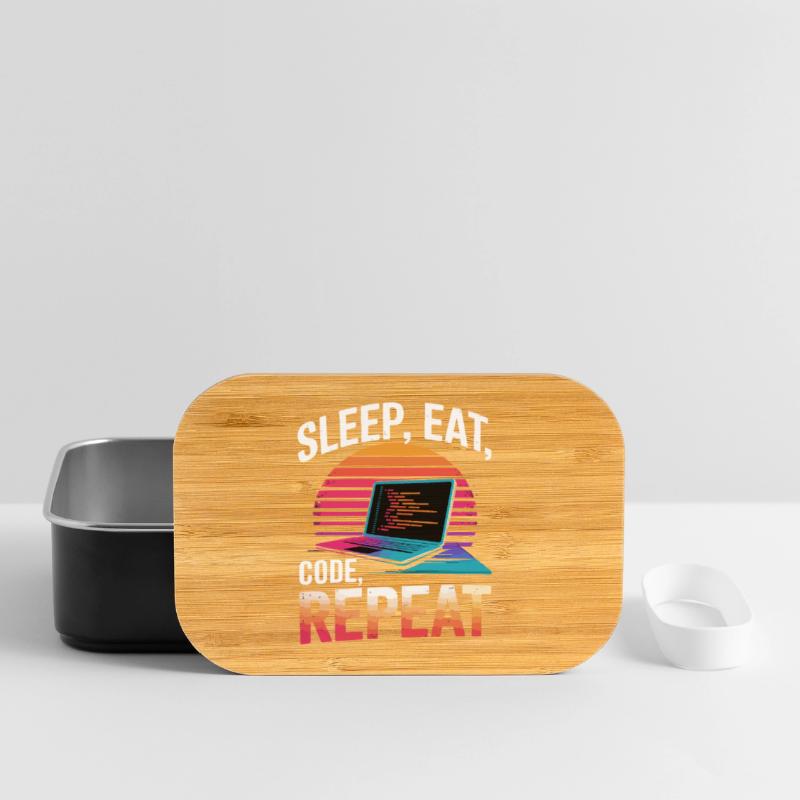 Schlaf Essen Code Wiederholen Geschenk Programmierer Entwickler Lunch Box